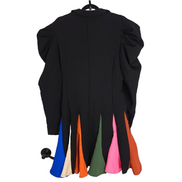 Latiste by Amy Womens Dress Blazer Rainbow Peplum Chain Puff Sleeve Mini Sz 1X - Picture 4 of 11